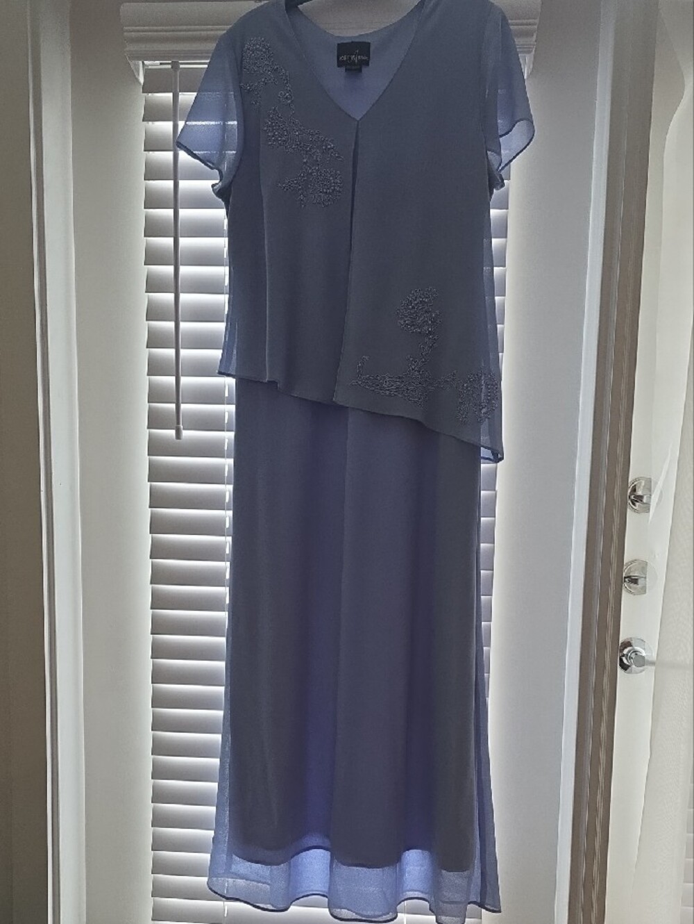 Positive Attitude Beaded Asymmetrical Gown – Size 16 In Periwinkle Blue